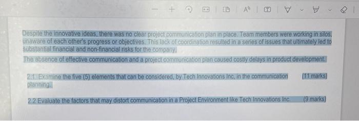  Despite the innovative ideas, there was no clear project communication plan