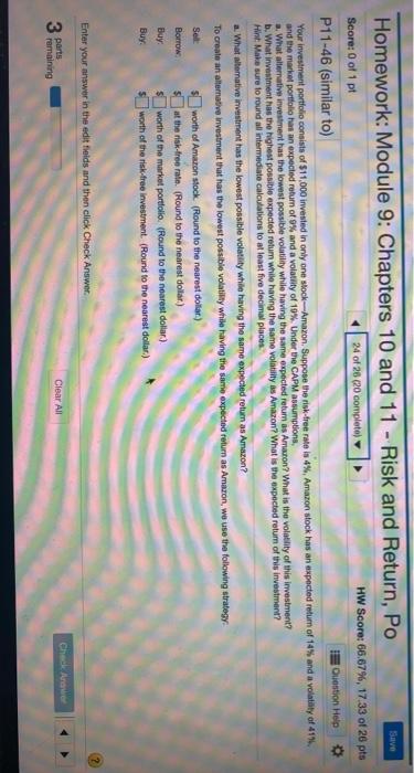  Homework: Module 9: Chapters 10 and 11 - Risk and Return,