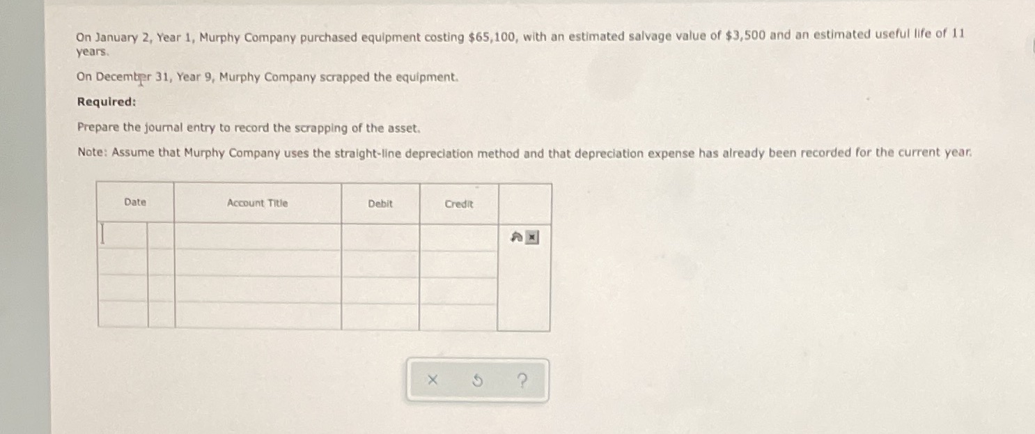 Please help in solving! On January 2, Year 1, Murphy Company purchased