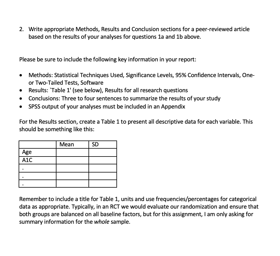my SPSS output for the t-independent test for 1a.) Data Analysis Project