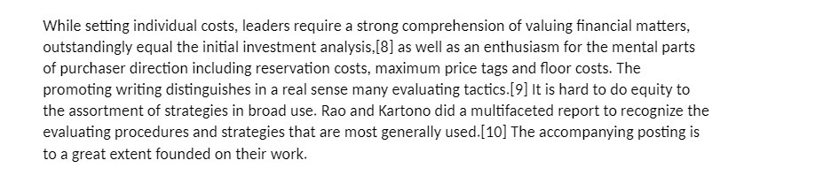  While setting individual costs, leaders require a strong comprehension of valuing