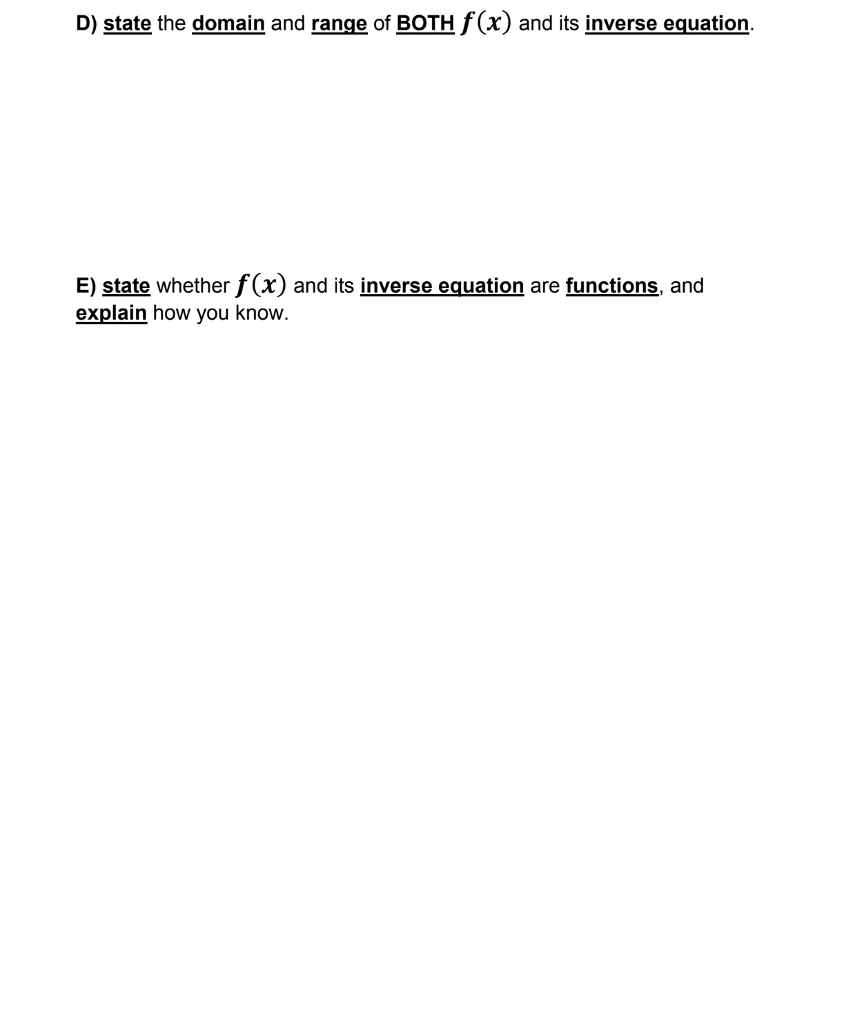 \"k\". B) determine the inverse equation off(x). 1 (***Note: If you cannot