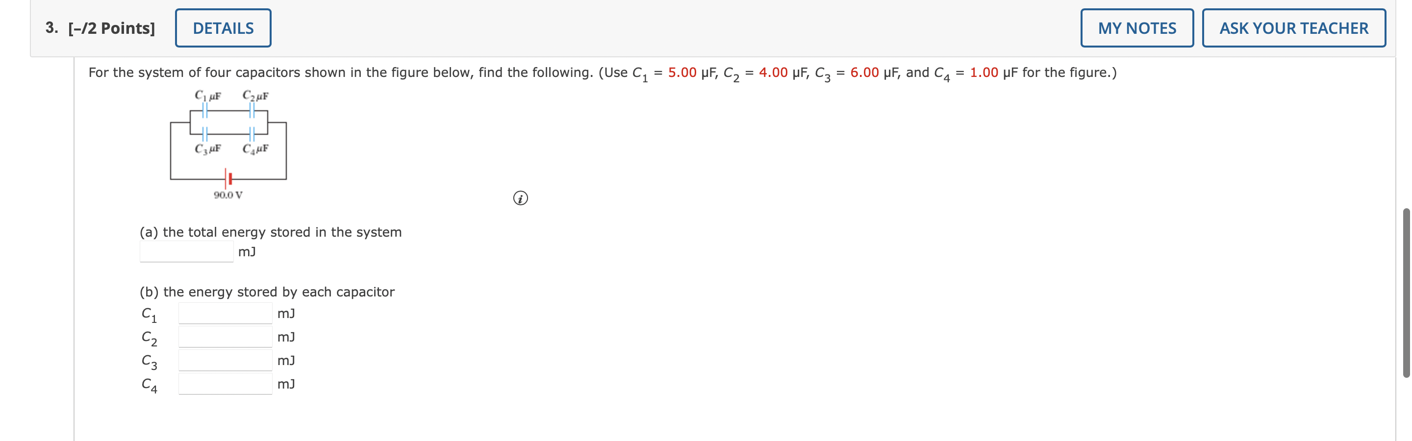 one with a capacitance of C1 = 4.00 pF and another with