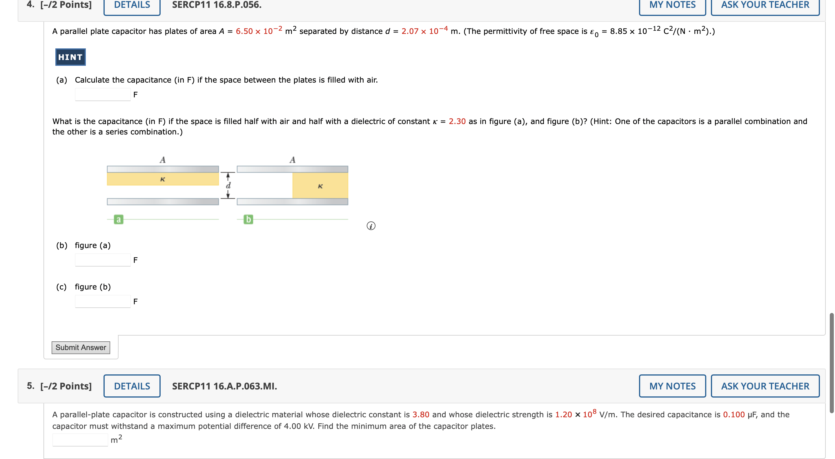 a capacitance of 6.00 pF. In the bottom parallel branch, there are