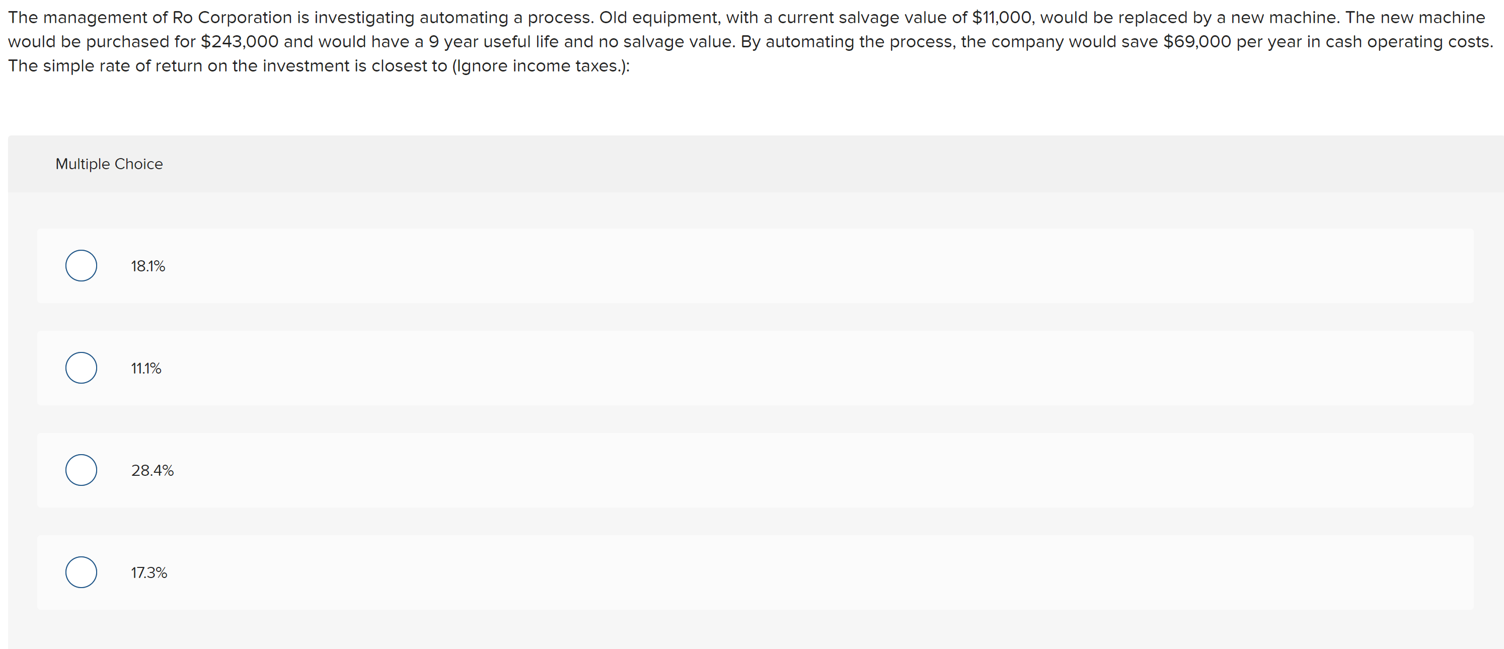 $ 166,600 Annual cash flow $ 54,606 per year Salvage value at