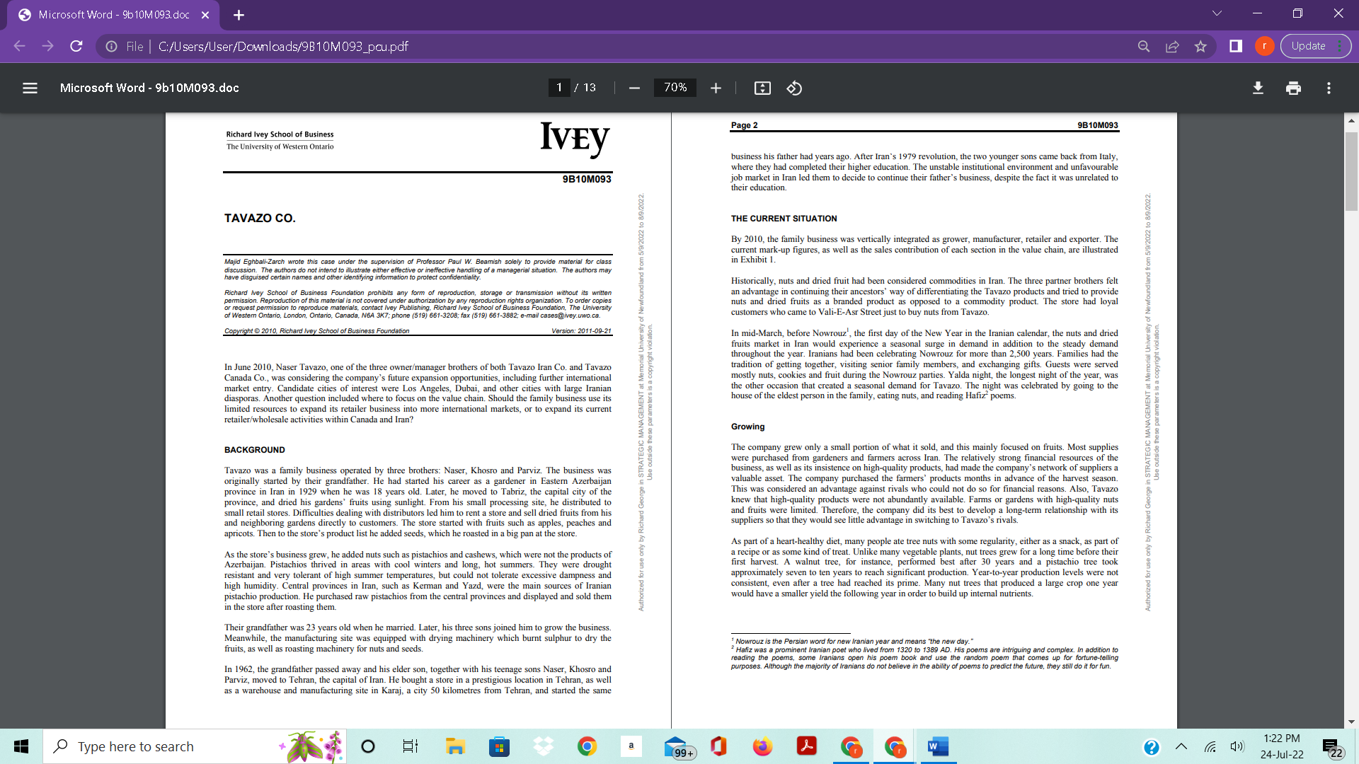 importance of brand management. While the performance of the Tavazo nuts store