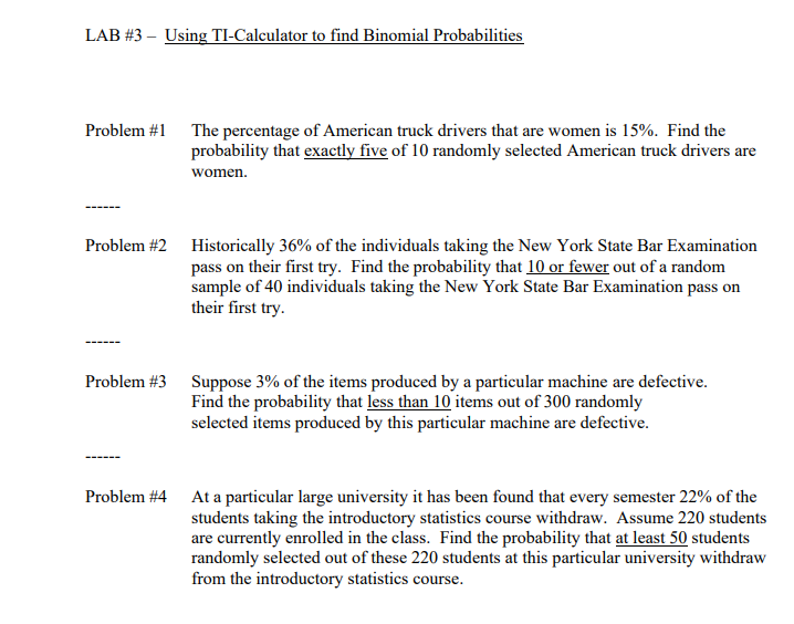 giving values and descriptions. 3. Determine the question being asked, P(x \"=,