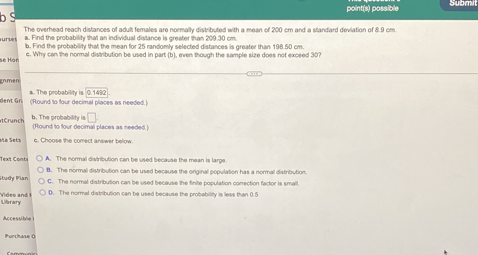 M Submit point(s) possible b s The overhead reach distances of adult