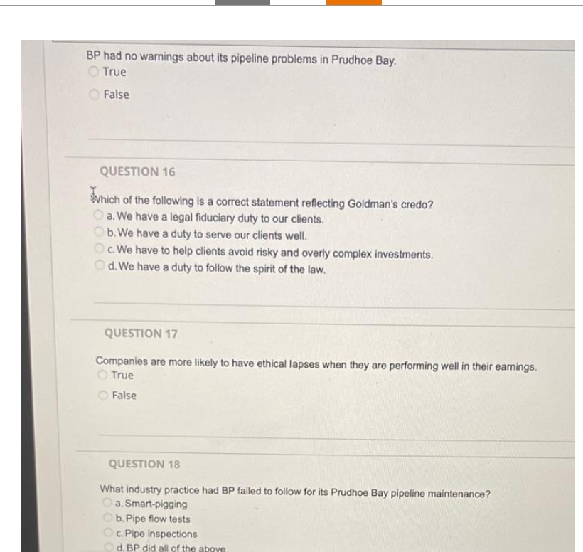 BP had no warnings about its pipeline problems in Prudhoe Bay.