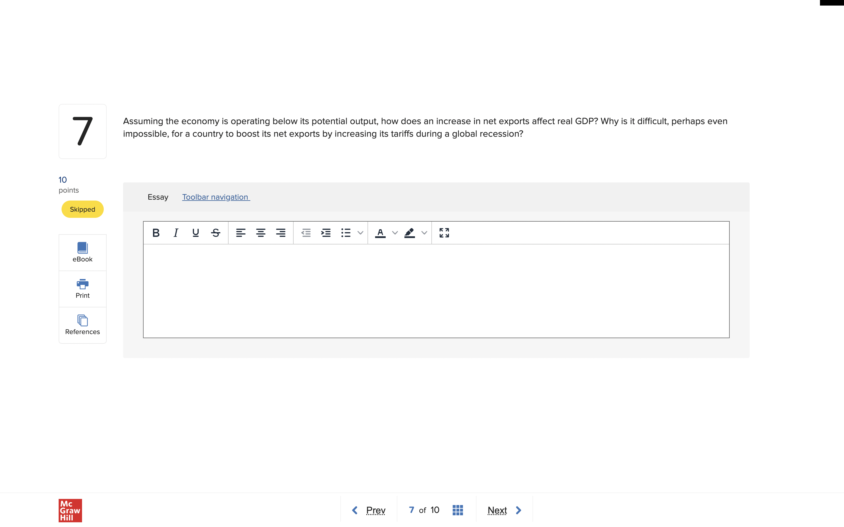 Assuming the economy is operating below its potential output, how does