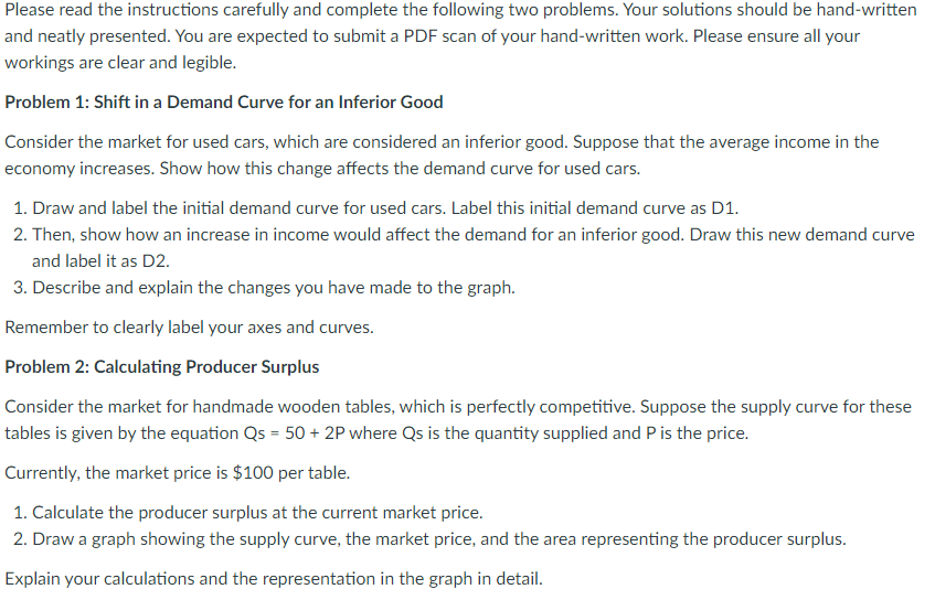  Please read the instructions carefully and complete the following two problems.