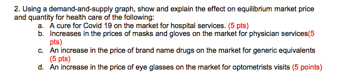  2. Using a demand-and-supply graph, show and explain the effect on