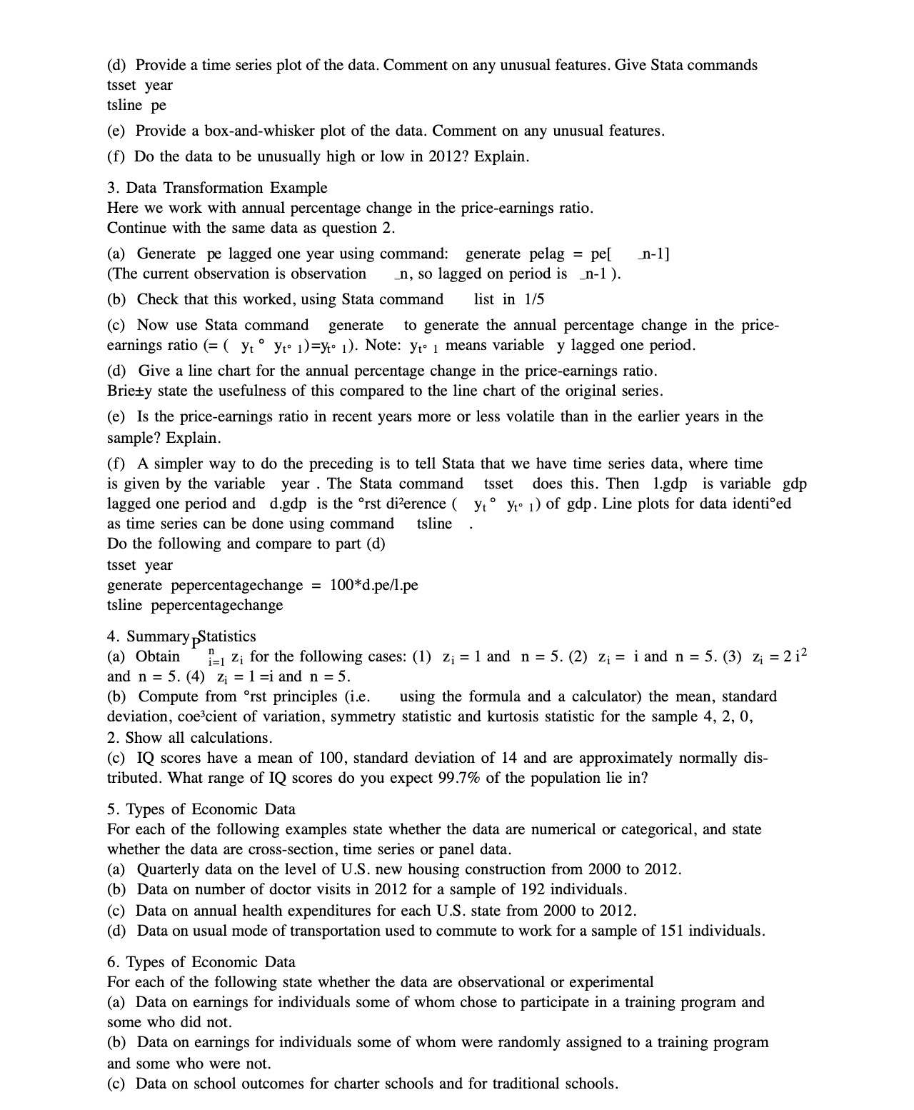 (d) Provide a time series plot of the data. Comment on