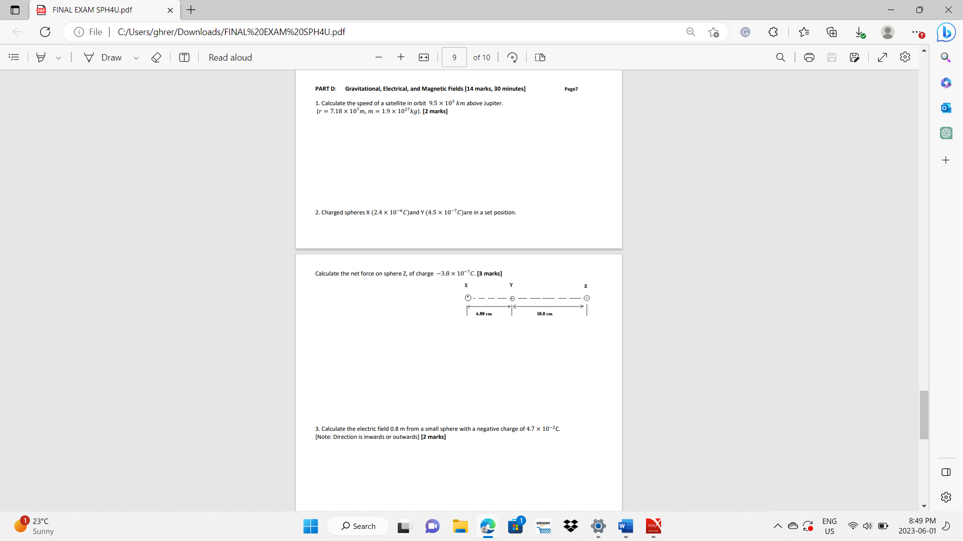 that is 3.6 m above the ground. Its initial speed is O