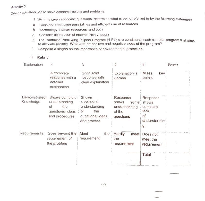  Activity 3 Other application use to solve economic issues and problems