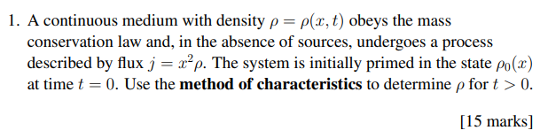 1. A continuous medium with density p = p(x, t) obeys