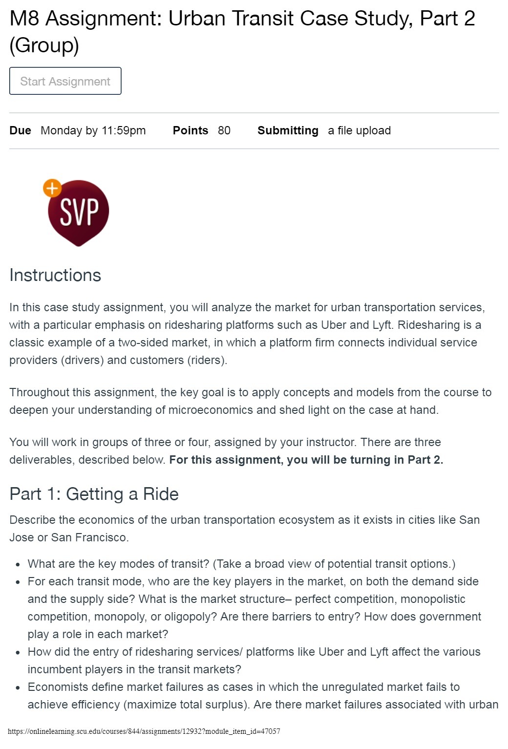 M8 Assignment: Urban Transit Case Study, Part 2 (Group) Start Assignment