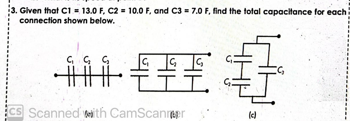 13. Given that C1 = 13.0 F, C2 = 10.0 F,