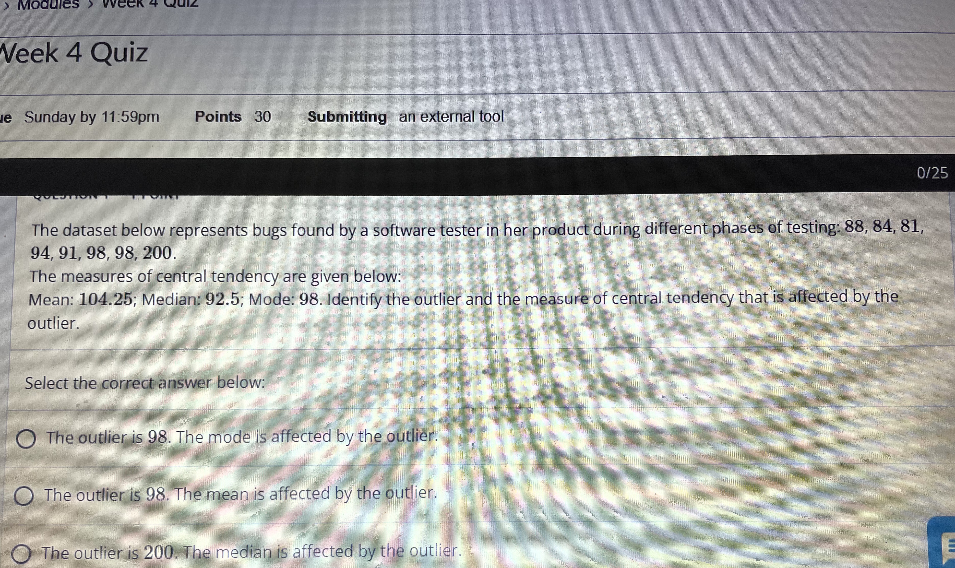 > Modules Week 4 Quiz e Sunday by 11:59pm Points 30