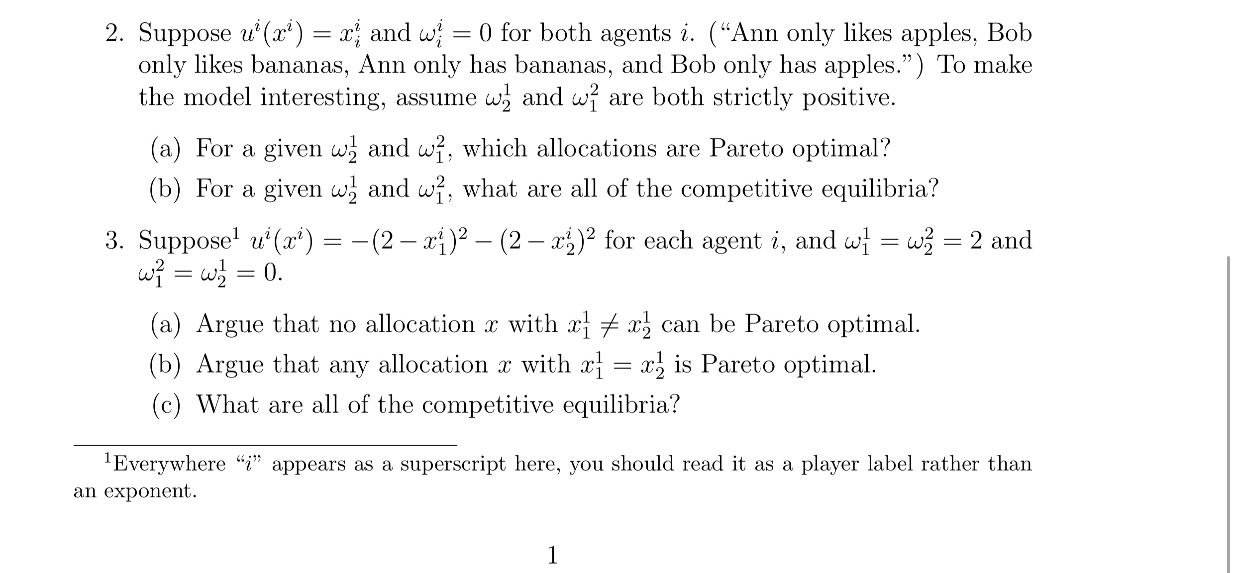 2. Suppose ui($i) = as; and wf : 0 for both