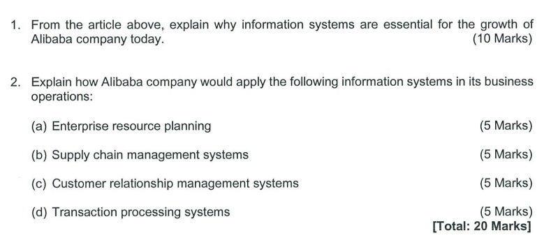 1. From the article above, explain why information systems are essential
