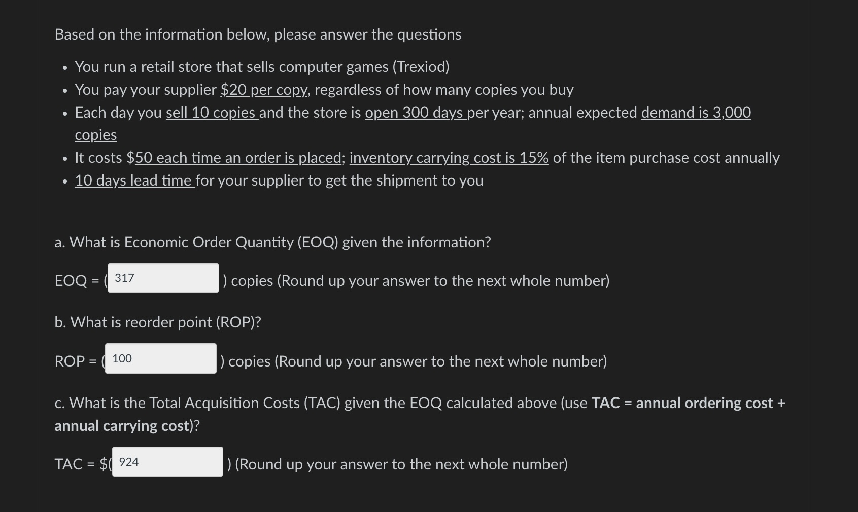 Based on the information below, please answer the questions - You