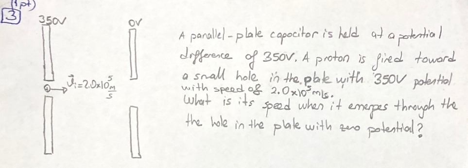  (pt) 3 350V ov A parallel - plate capacitor is held