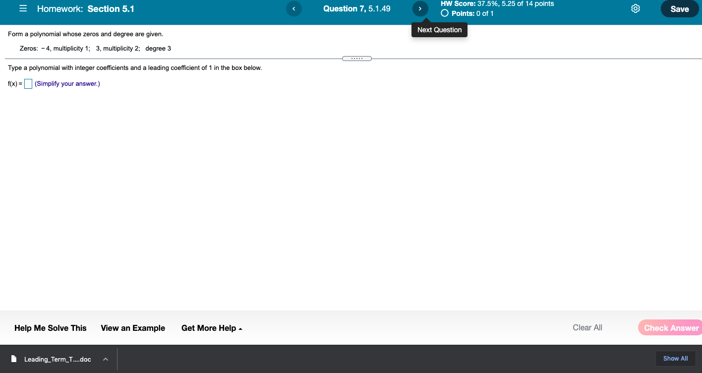 Solve This View an Example Get More Help - Media Clear All