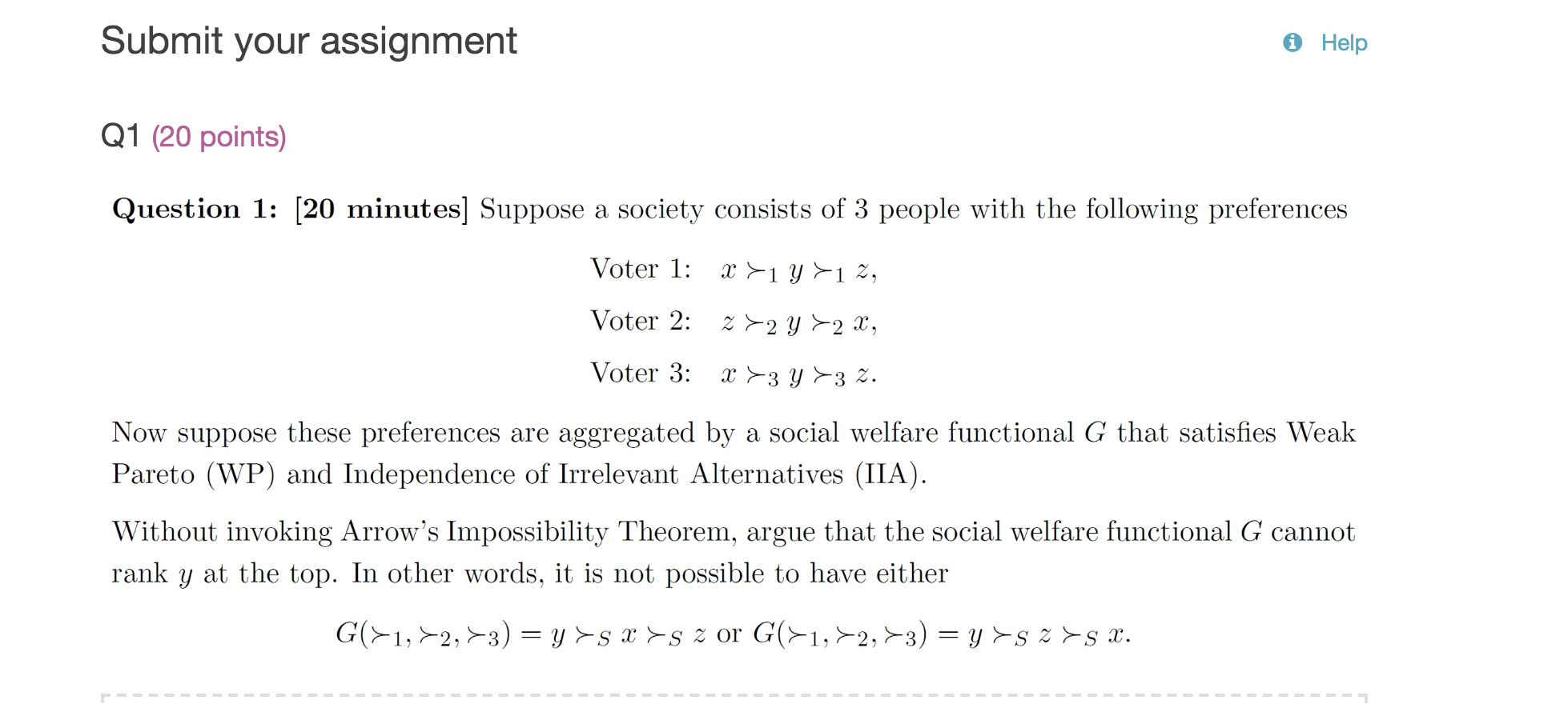 Submit your assignment 0 Help Q1 (20 points) Question 1: [20