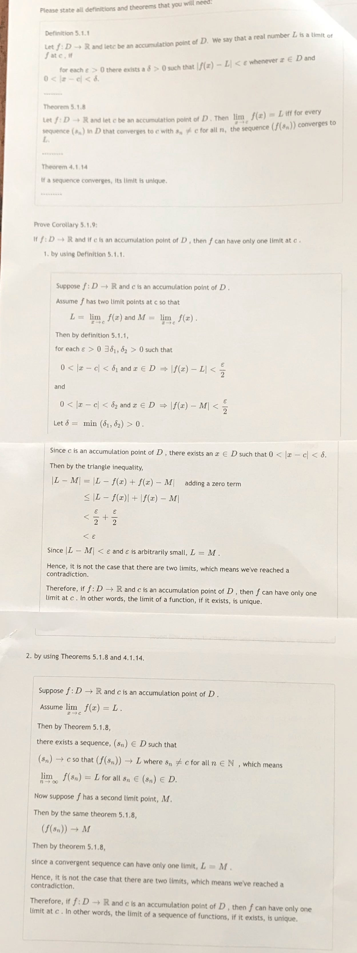 Could someone please check my work Please state all definitions and theorems
