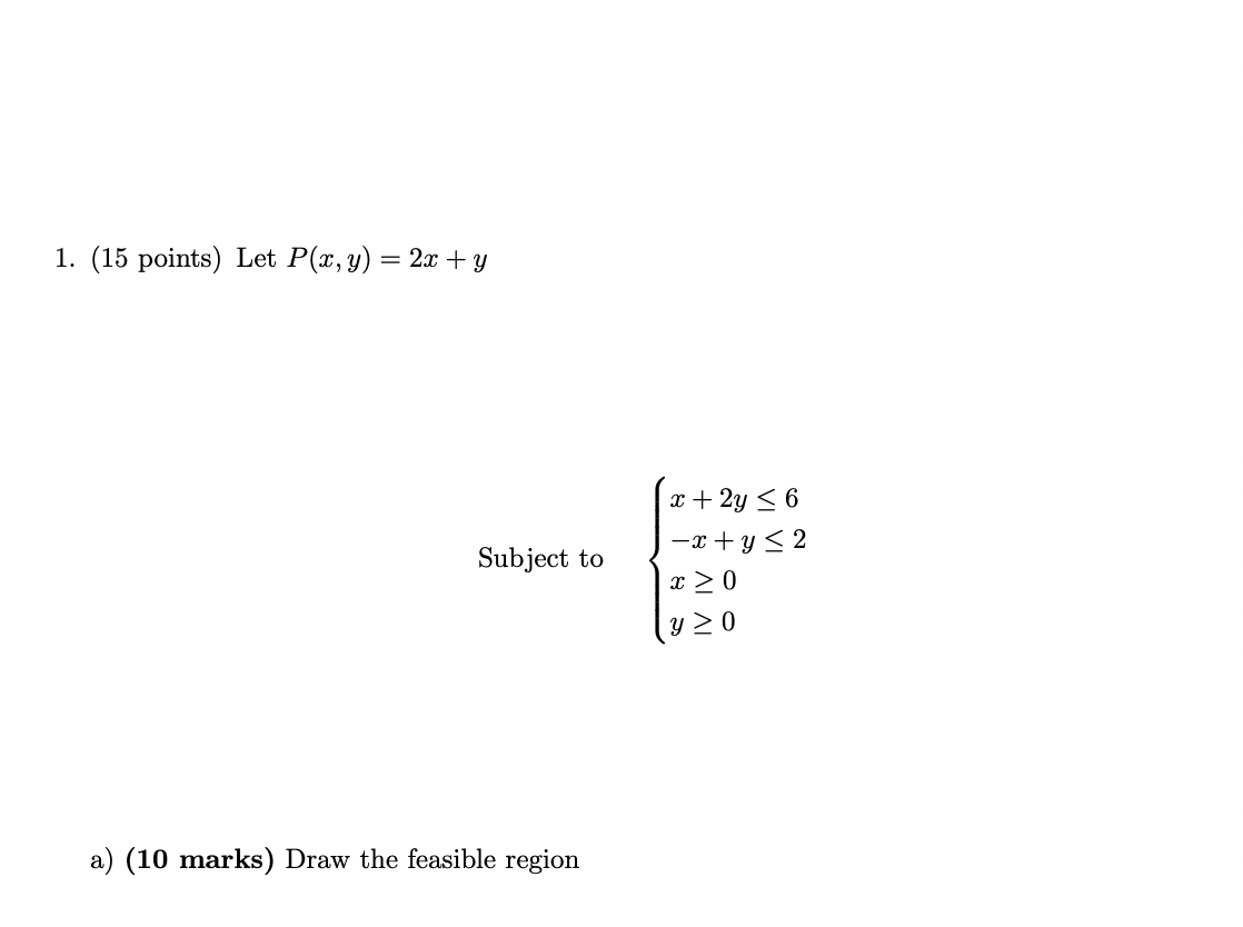  \fb) a) (5 marks) Draw the feasible region Coordinates Corners points