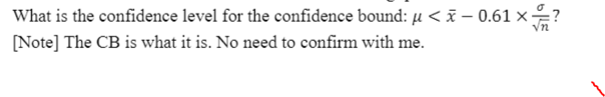 What is the confidence level for the confidence bound: g < 0.61
