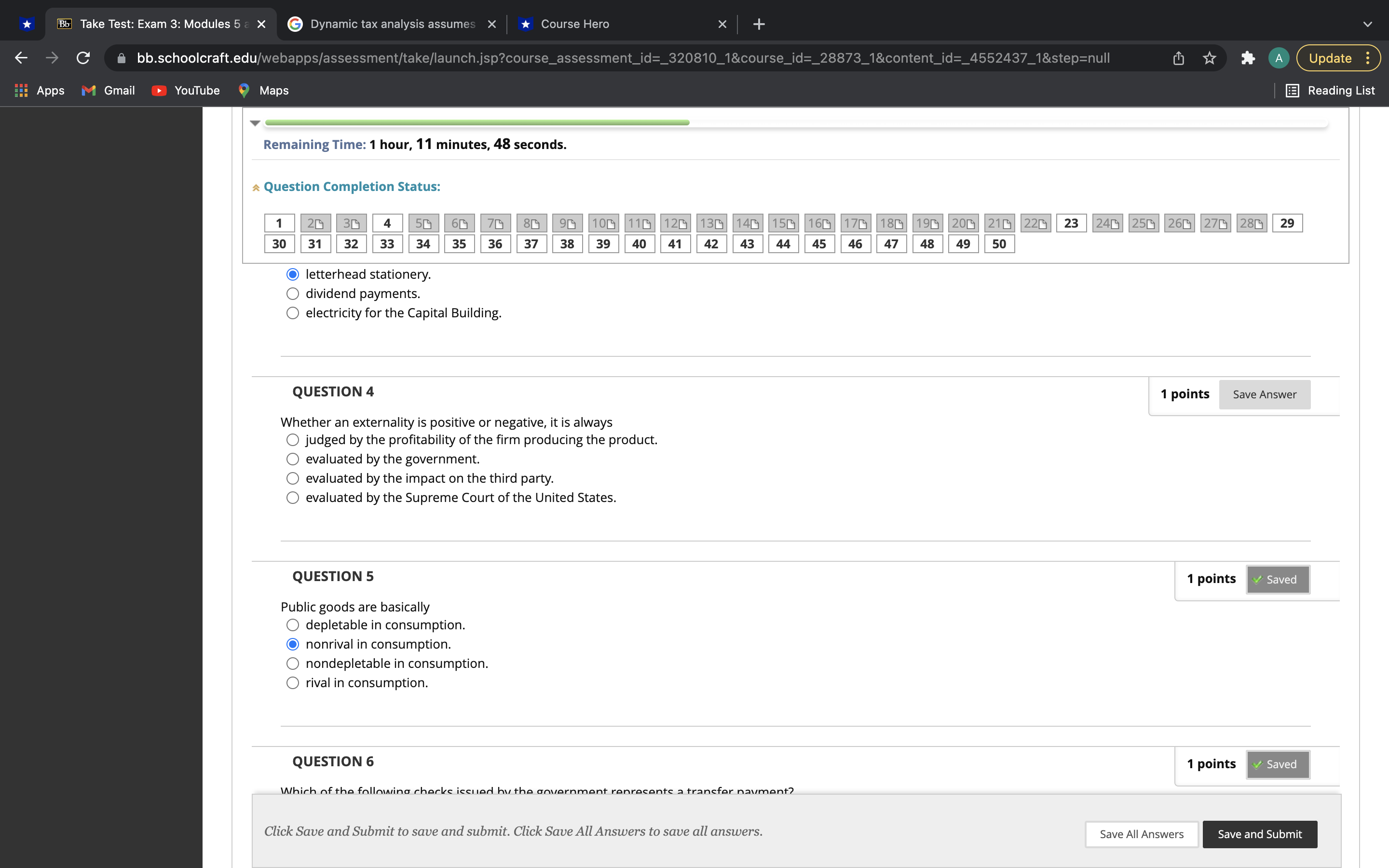  Bb Take Test: Exam 3: Modules 5 a X G Dynamic
