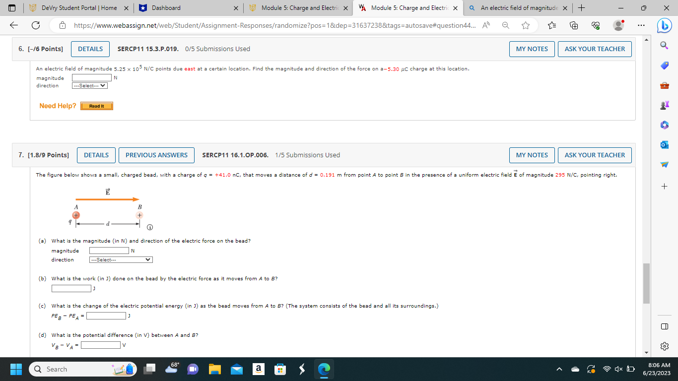 DeVry Student Portal | Home X Dashboard X Module 5: Charge