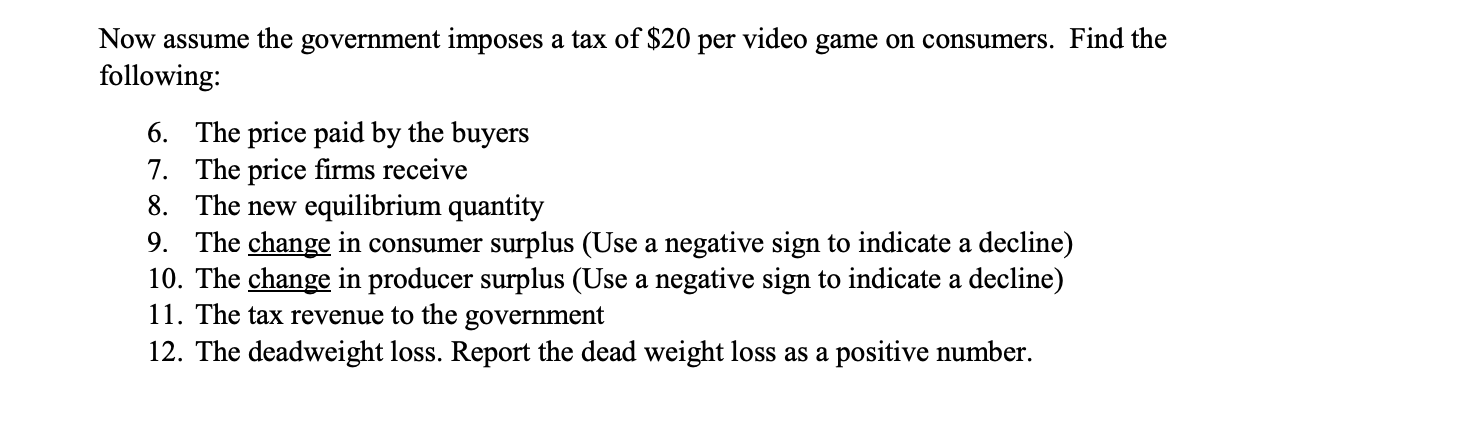 is shown below in demand and supply schedules. Video Game Market (Quantities