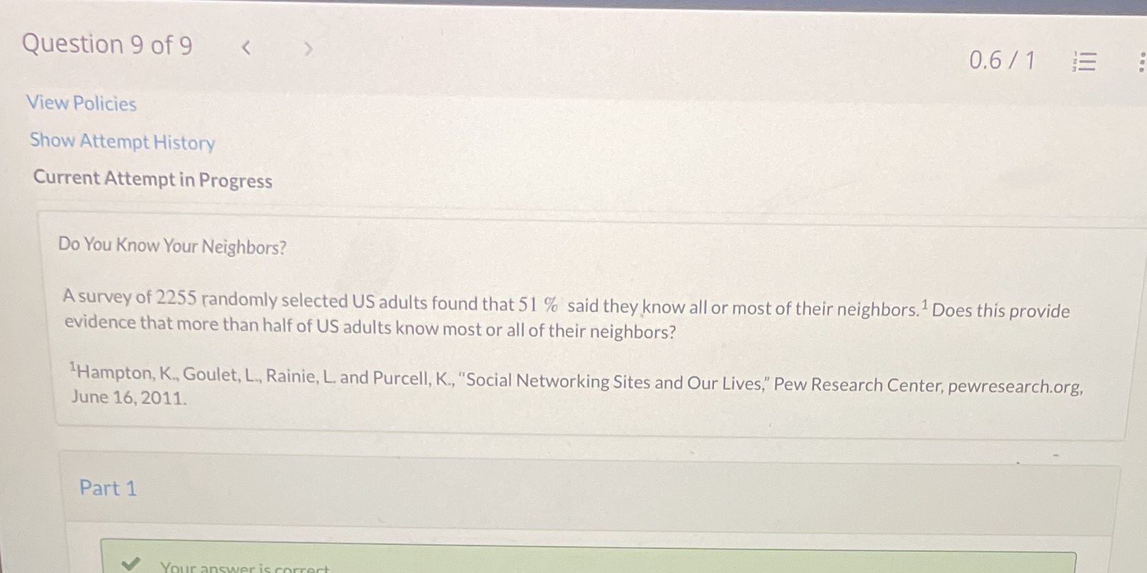 Solve for t statistic and p value Question 9 of 9 0.6/1