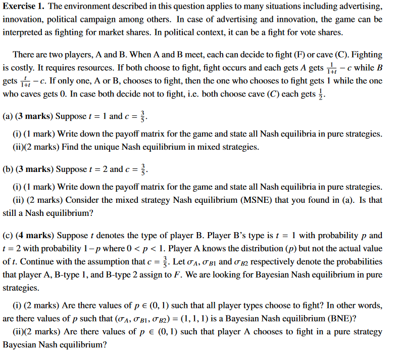 Help with all parts, please. Exercise 1. The environment described in this