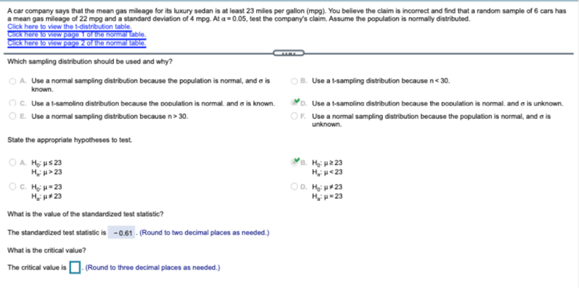 1. no work needed, only correct solution. t-distribution table is below this