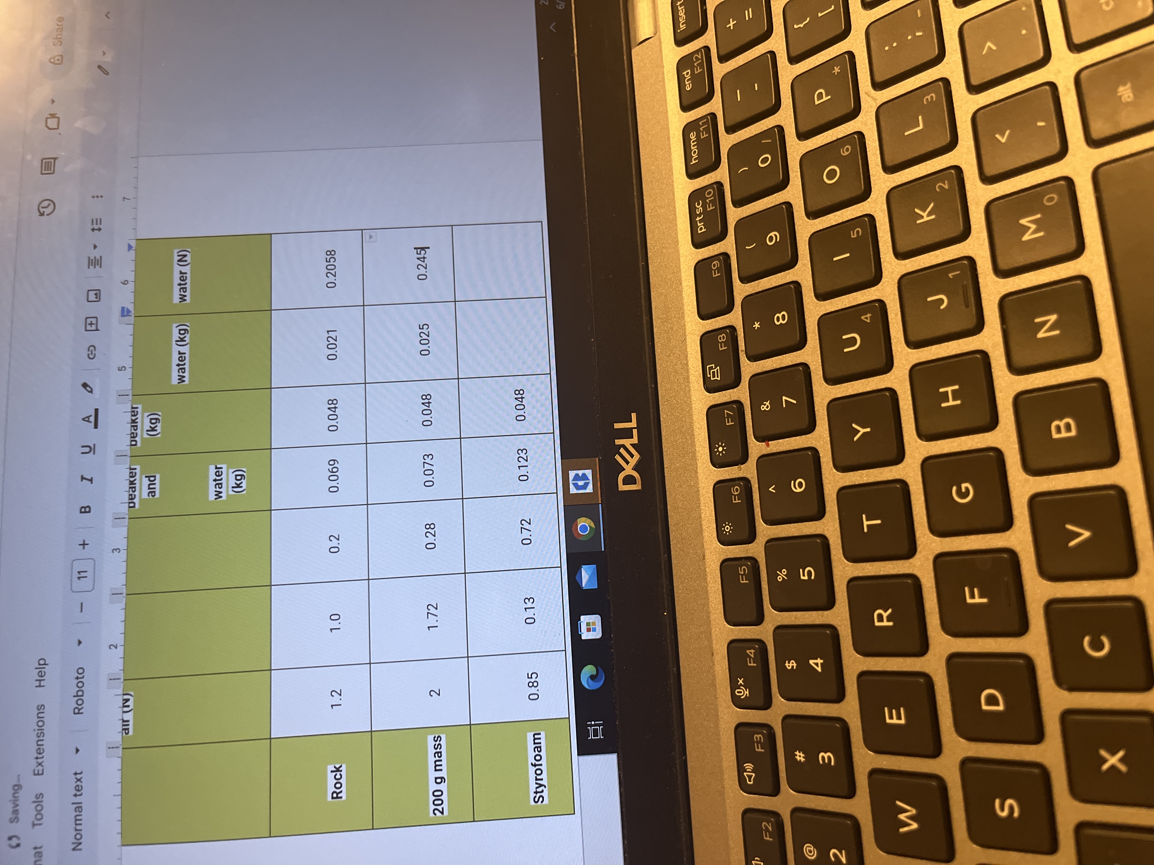  () Saving.. at Tools Extensions Help Normal text Roboto 11 +