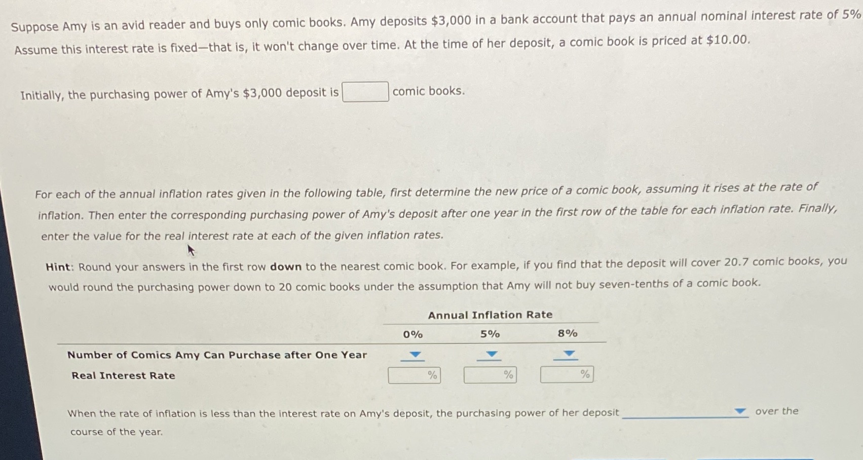 please help Suppose Amy is an avid reader and buys only comic