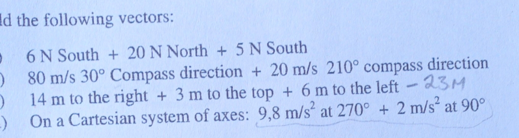 please help without adding vectors d the following vectors: 6 N South