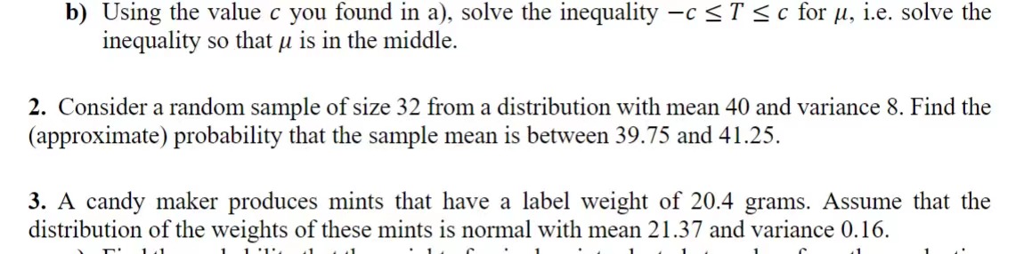  b) Using the value c you found in a), solve the