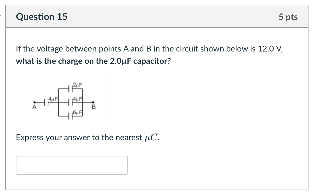  Question 15 5 pts If the voltage between points A and