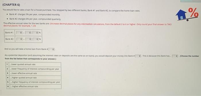  (CHAPTER 6) You would like to take a loan for a