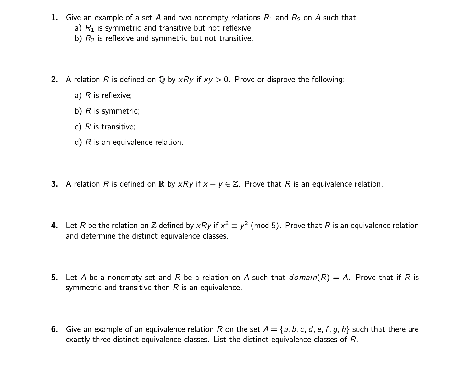  1. Give an example of a set A and two nonempty