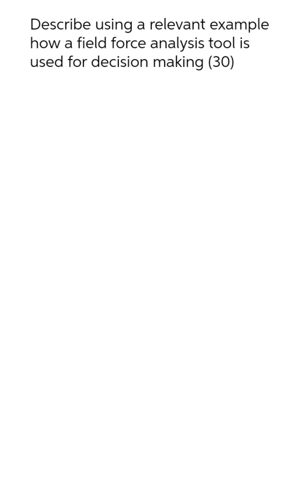 Describe using a relevant example how a field force analysis tool is