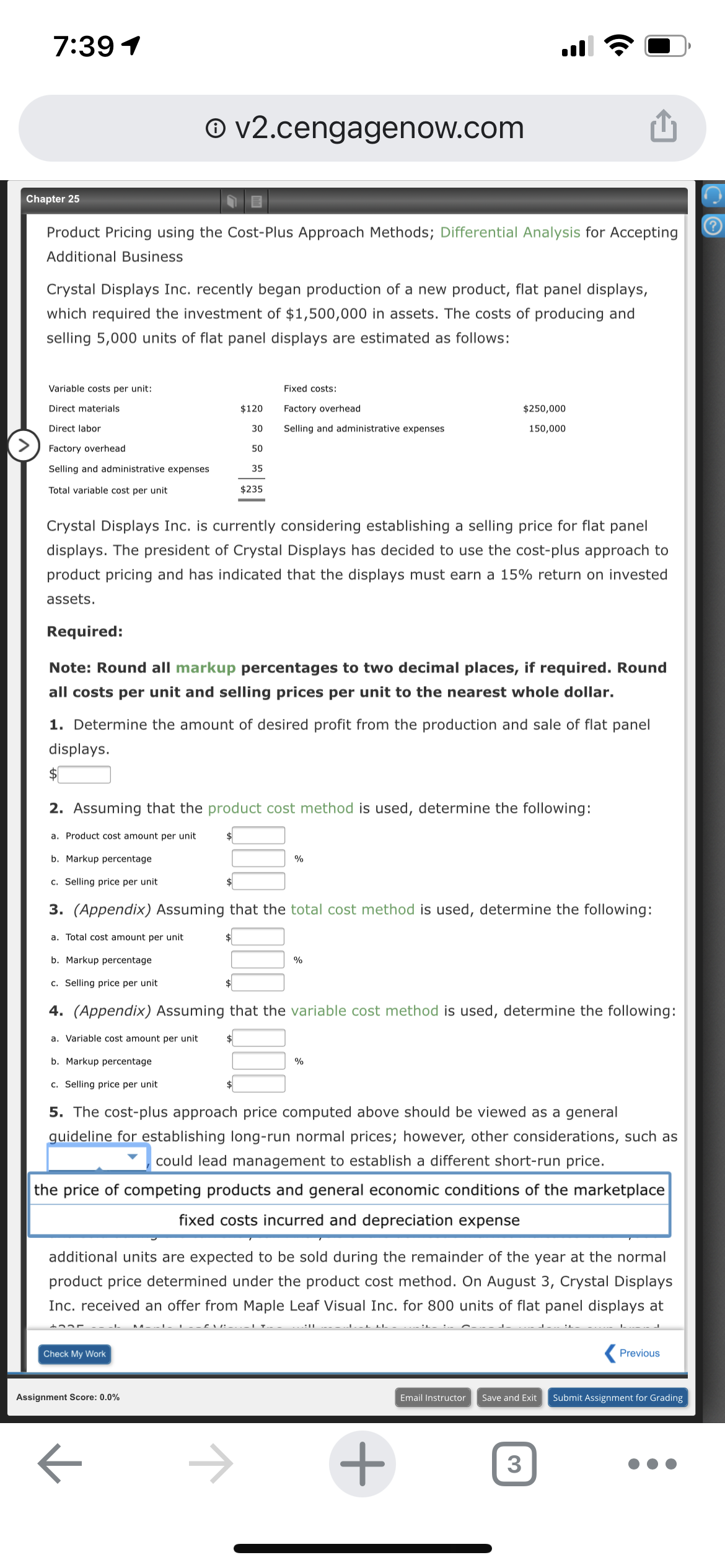 v2.cengagenow.com ] Chapter 25 ' _' Note: Round all markup percentages to