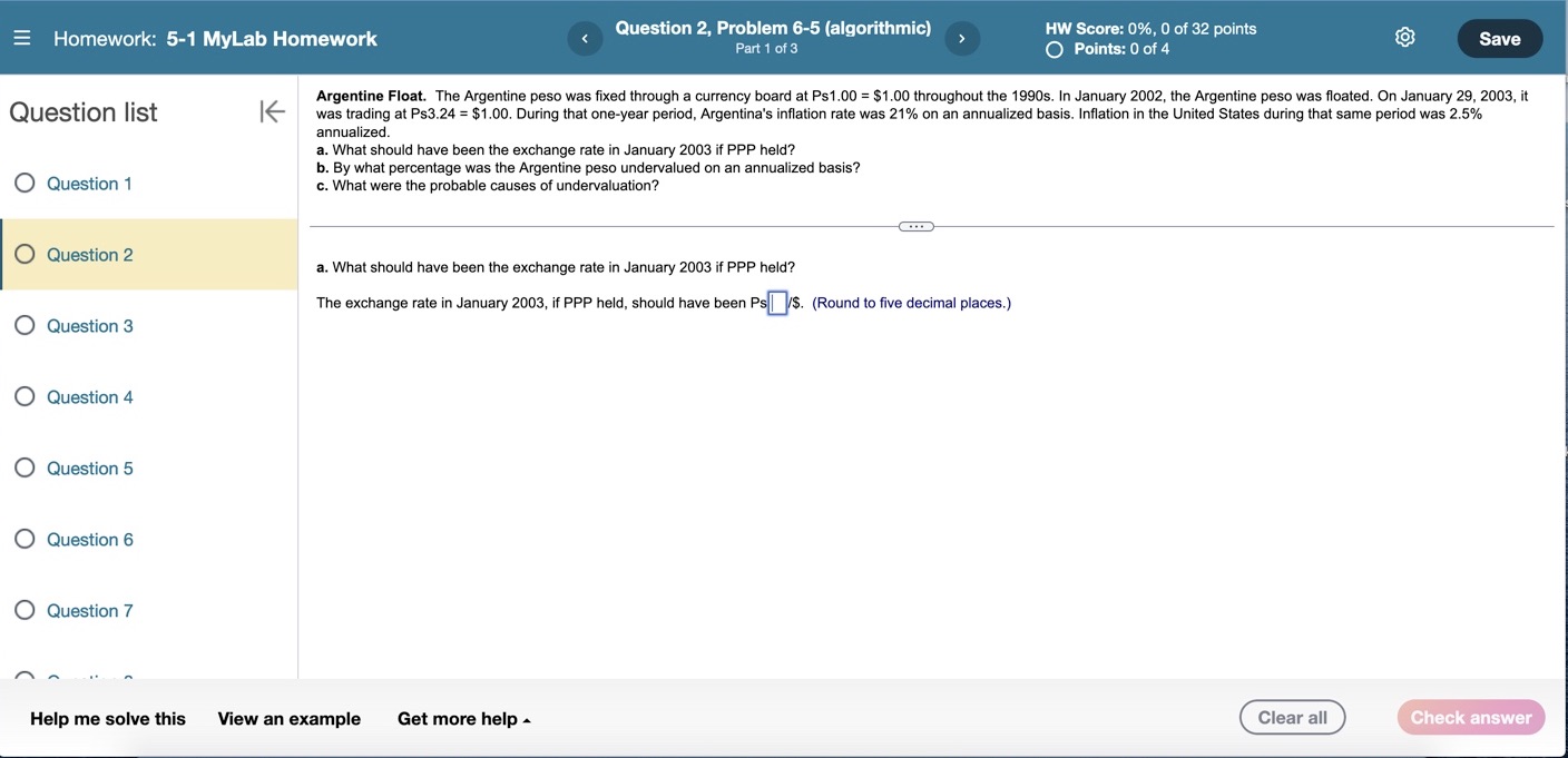  E Homework: 5-1 MyLab Homework Question 2, Problem 6-5 (algorithmic) HW