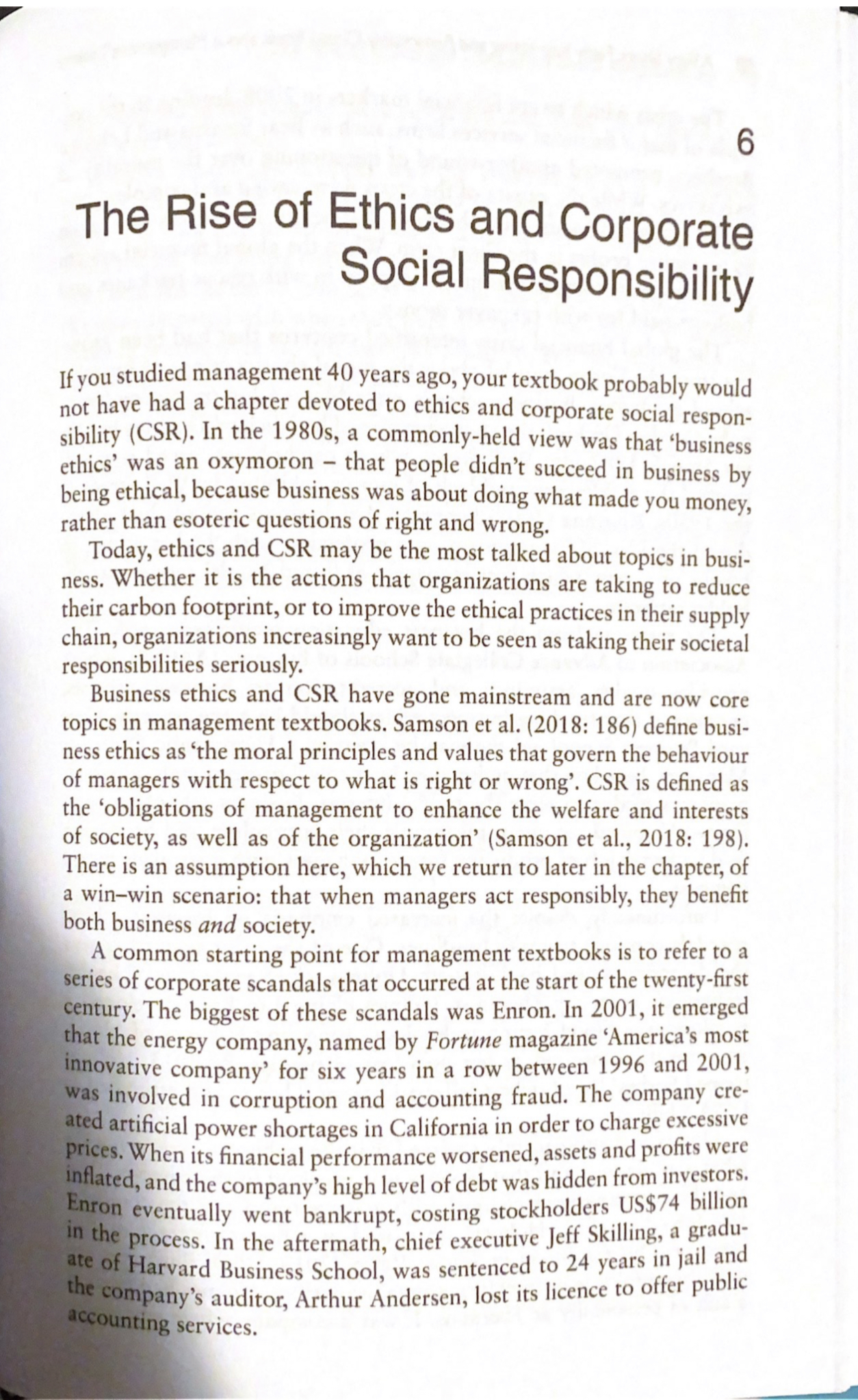 What idea or issue have you identified from chapter 6 for your