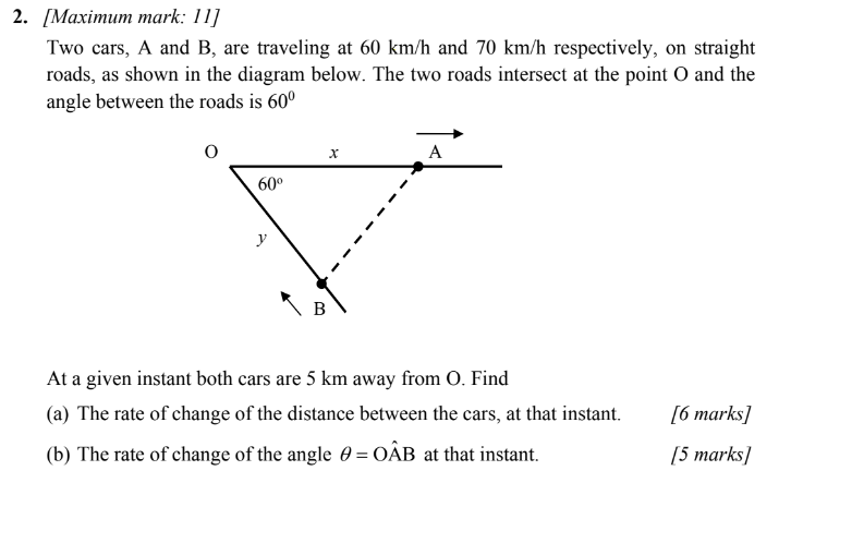  2. [Maximum mark: I I] Two cars, A and B, are